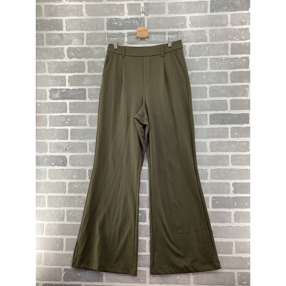 Halara Olive Green High Waisted Wide Leg Pleated Trousers Tall Size M 02809887